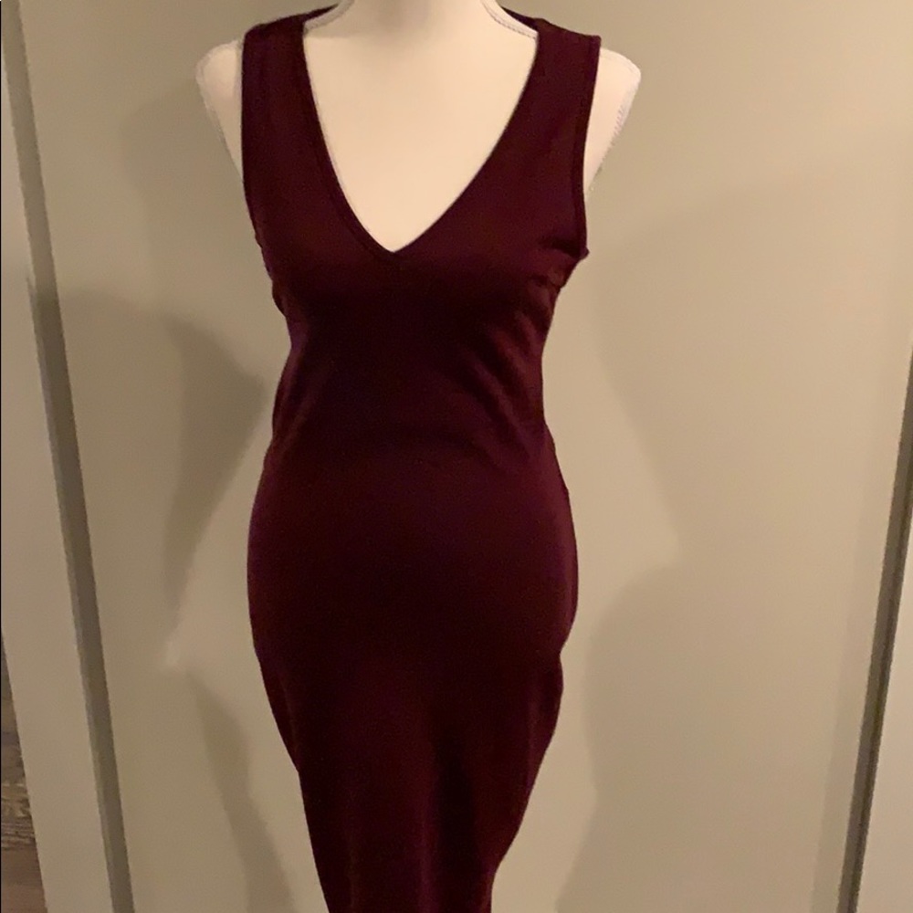 Maroon midi dress open back
